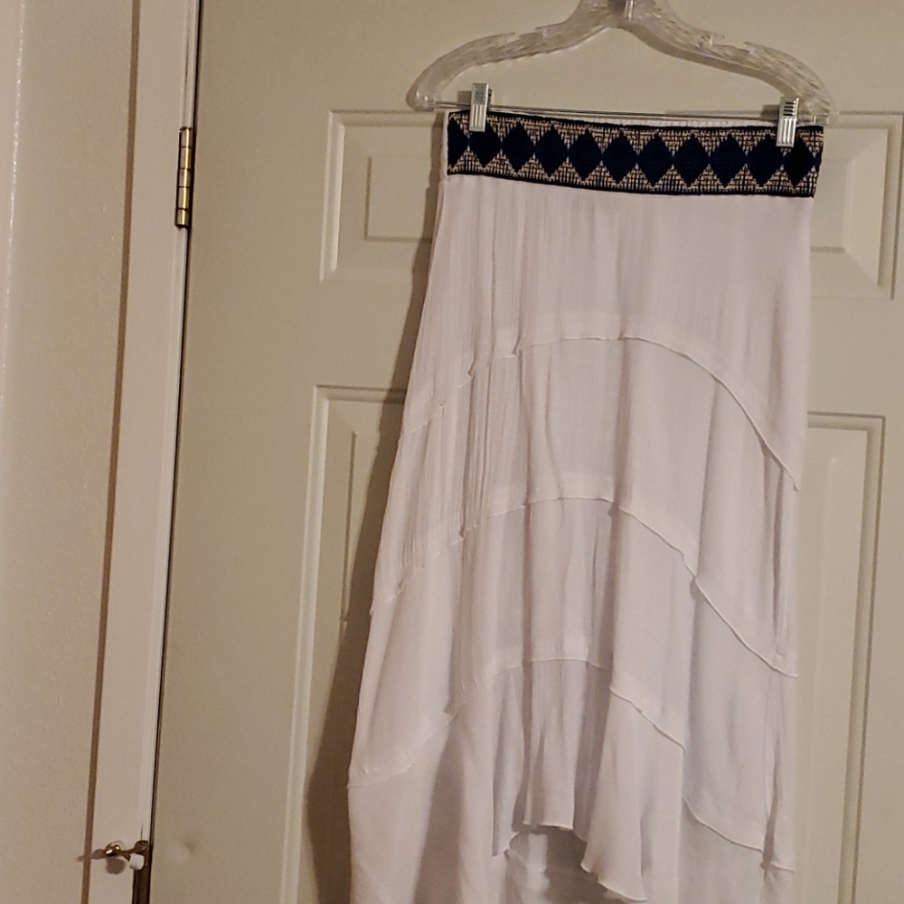 whie & blue long skirt